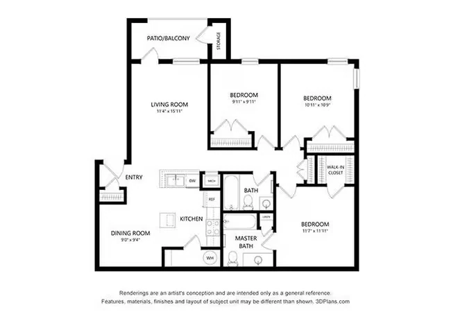 Three Bedroom 08108 floor plan